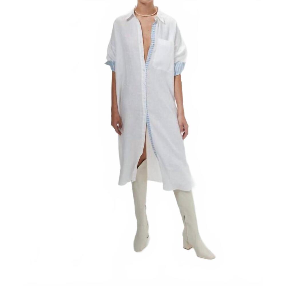 NEW LANTHROPY island linen midi dress in off white